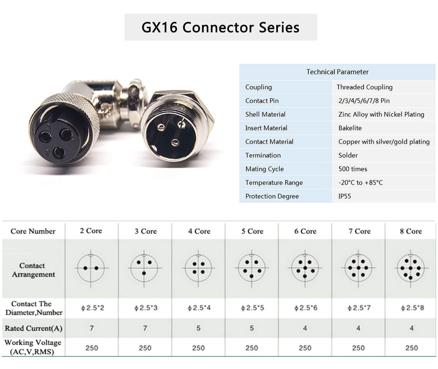 10pcs Gx16 3 Pin Connector R A Female Plug And Male Socket